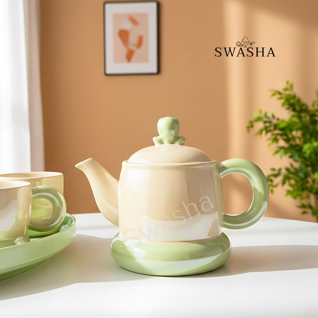 Revolving Tea Set – Porcelain Kettle & 6 Cups