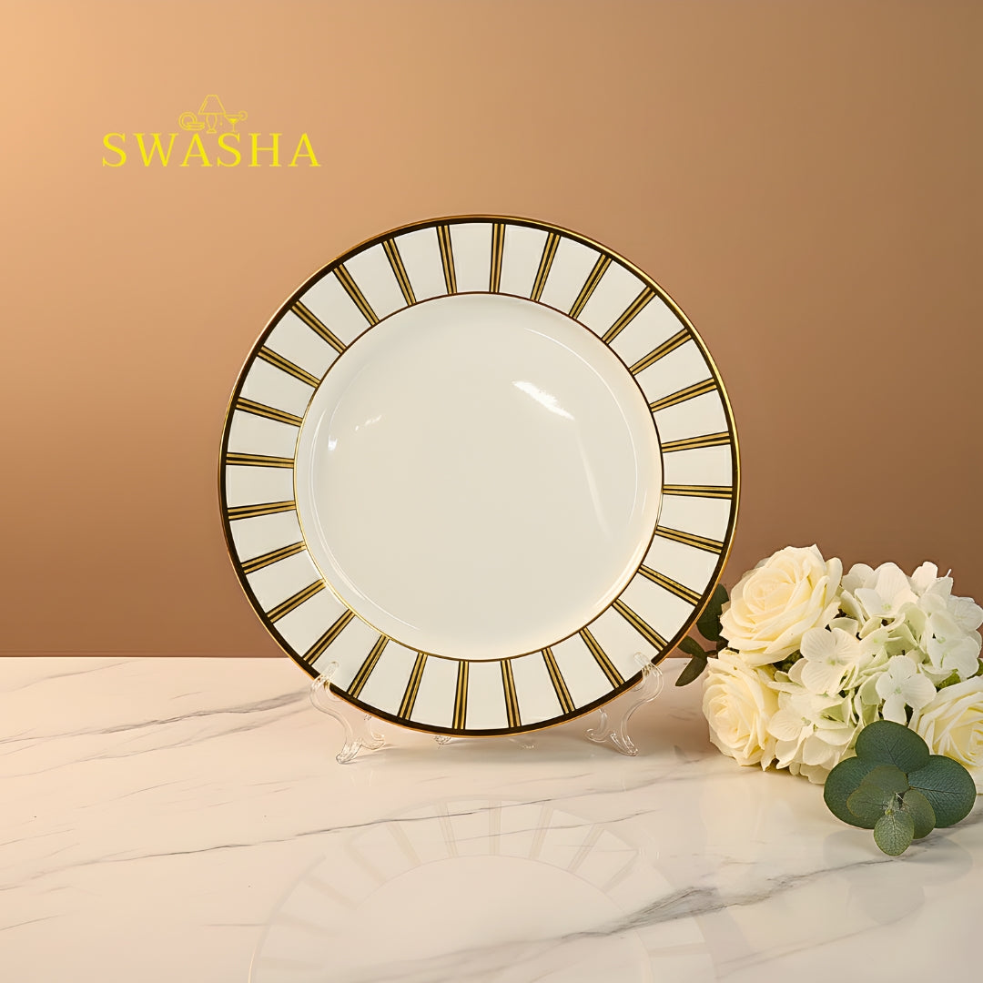 Luxury white gold porcelain dinnerware set