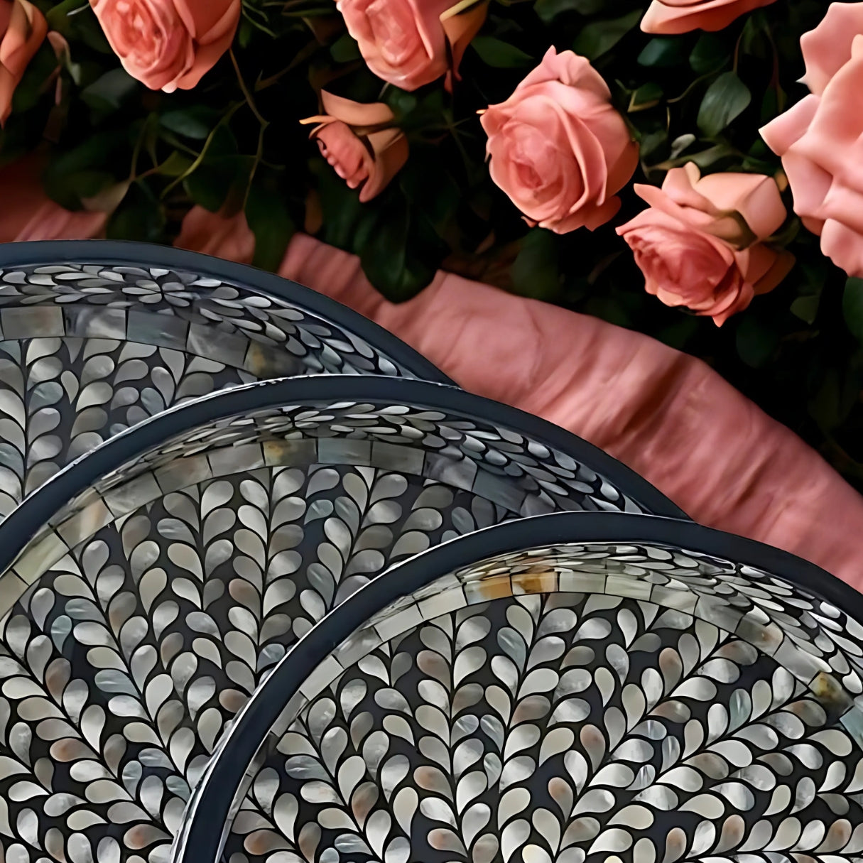 Round MDF Serving Tray Set