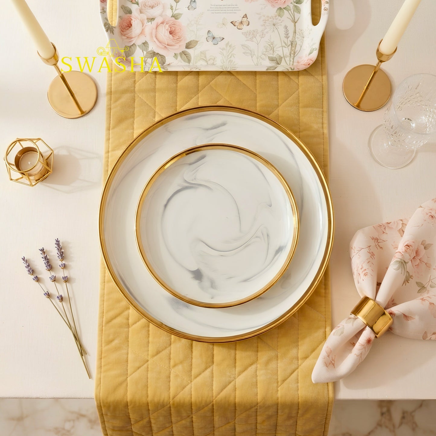 7 Pcs Porcelain Serving Set | 6 Side Plates with 1 Big Plate | Glossy Finish | Diwali Housewarming Gift