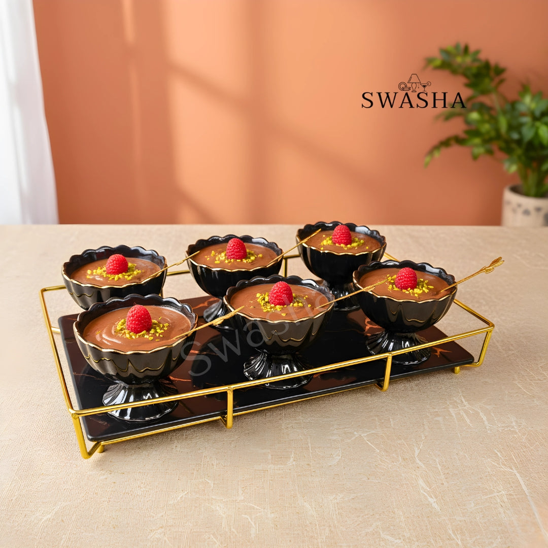 Dessert Cup Set with Tray & Spoons