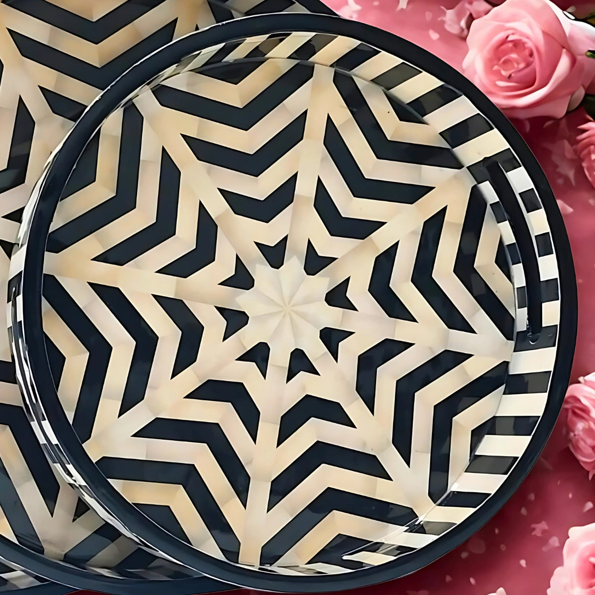 Round MDF Serving Tray Set