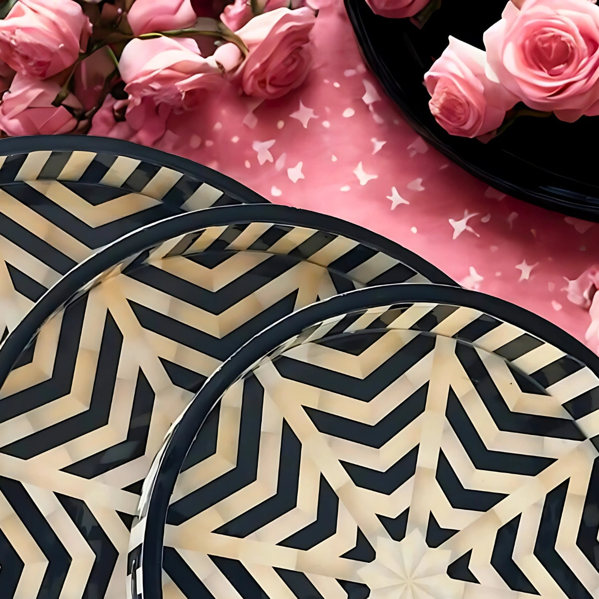 Round MDF Serving Tray Set
