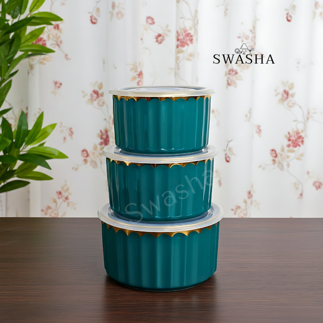 Ceramic Serving Bowls with Lid – Set of 3