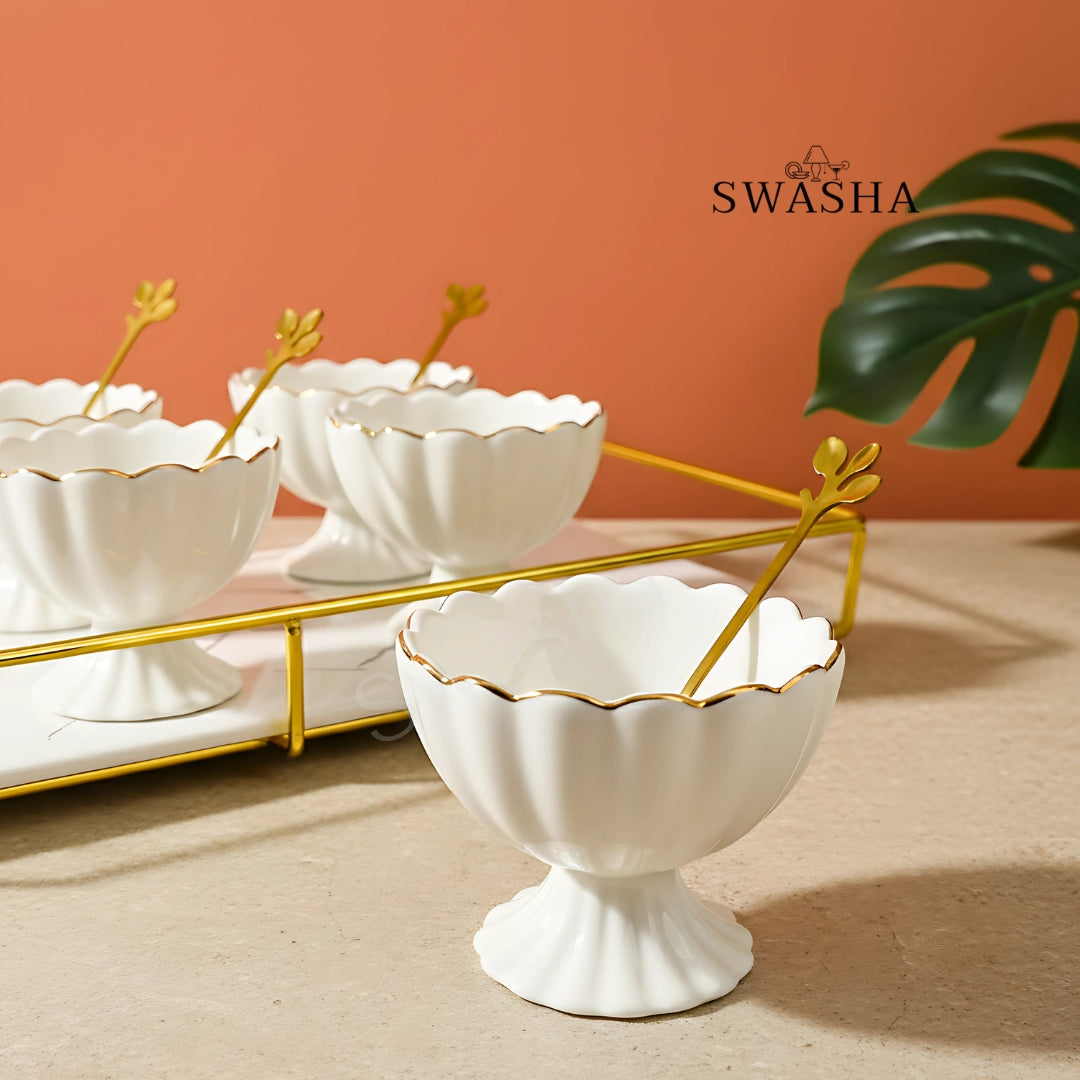 Dessert Cup Set with Tray & Spoons