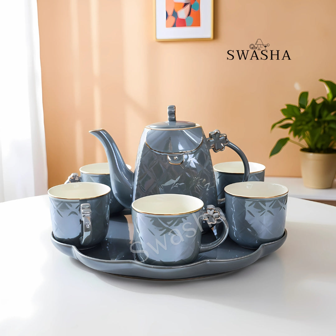 Swasha Tea Set with Revolving Tray – Perfect for Gifting & Daily Use