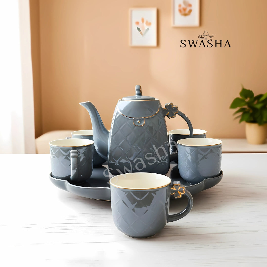 Swasha Tea Set with Revolving Tray – Perfect for Gifting & Daily Use