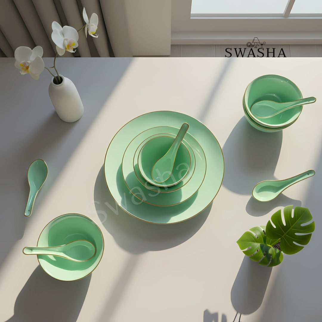 Swasha 35-Piece Opal Glass Dinner Set