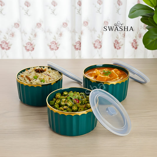 Ceramic Serving Bowls with Lid – Set of 3