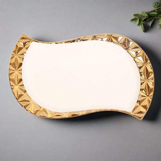Porcelain Platter with Gold Line