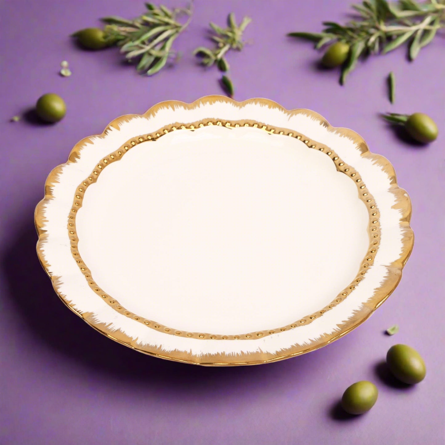 Golden Line Platter Set of 2 - Premium Porcelain Serving Bowls