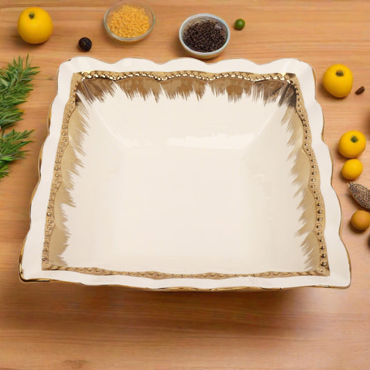 Swasha Golden Line Platter Set of 2 - Premium Porcelain Serving Dishes