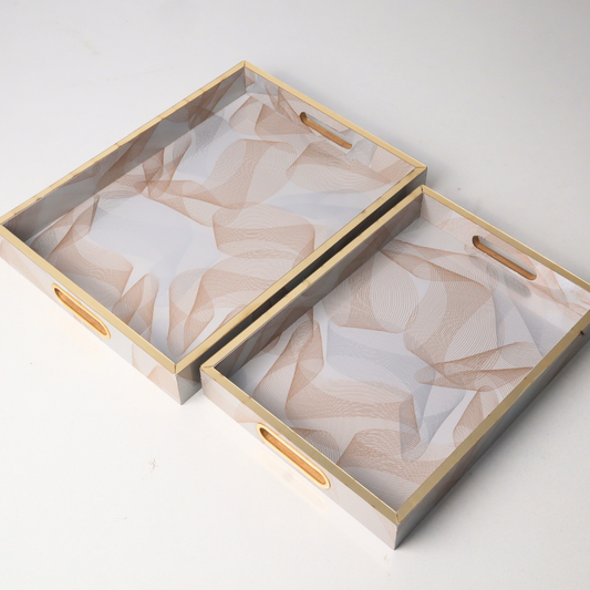 Set of 2 MDF wood serving trays