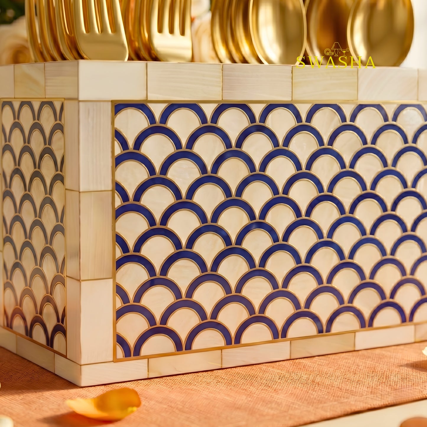 Swasha Luxury Resin Finish Spoon Stand - Tabletop Cutlery Caddy