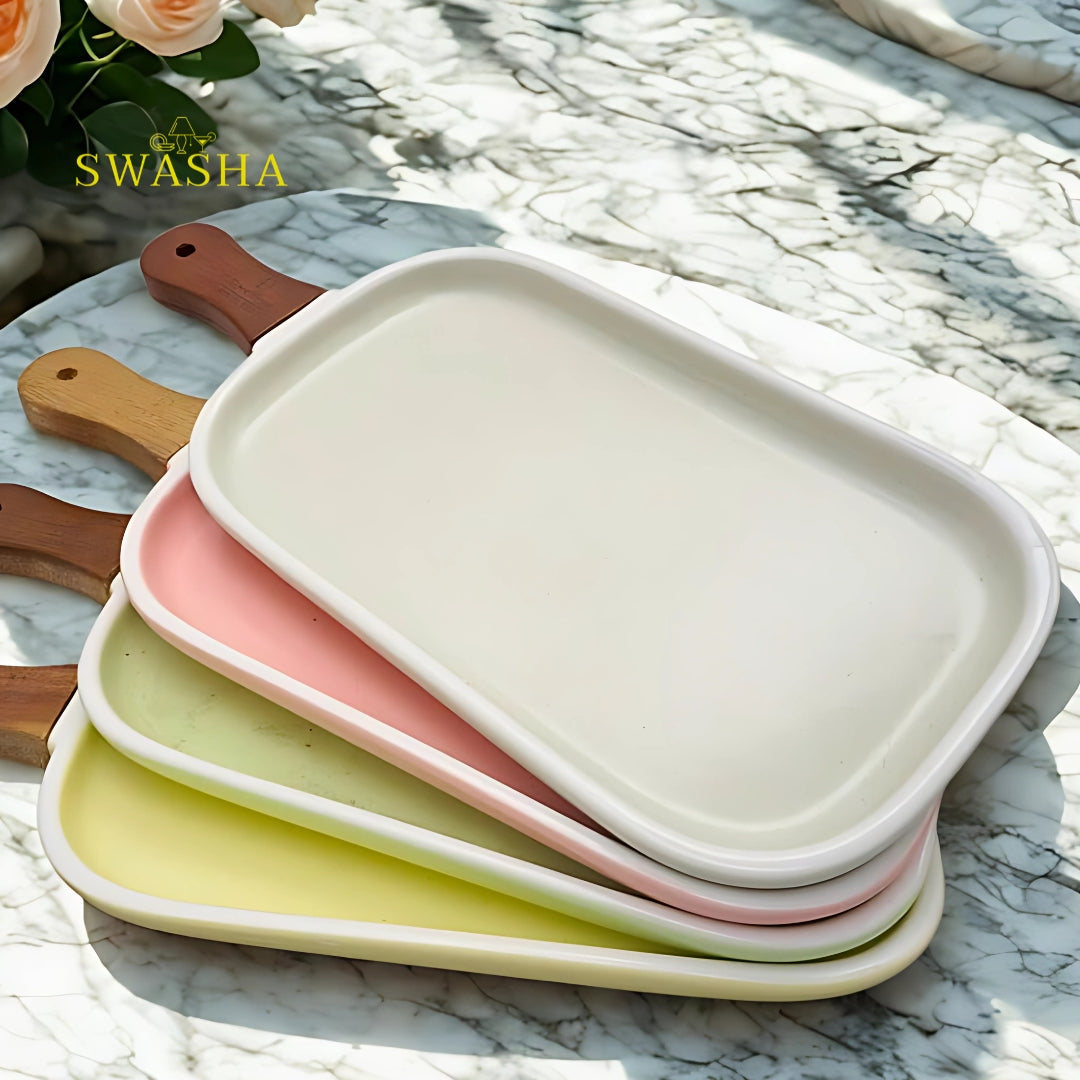 Swasha Ceramic Snack Platter | Modern Serving Dish (Set Of 2)