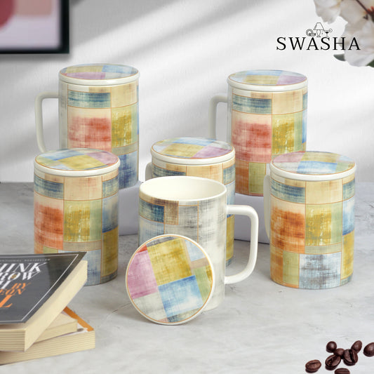 Coffee Mug Set of 6 with Lid