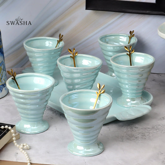 Ice Cream Bowl Set of 6 - Elegant & Durable | Swasha | Blue