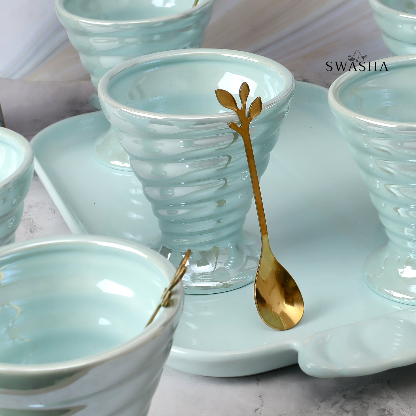 Ice Cream Bowl Set of 6 - Elegant & Durable | Swasha | Blue