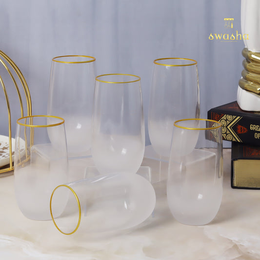 Swasha Set of 6 Juice, Water, Whiskey Frosted Glasses for Refreshing Beverages (300ml)