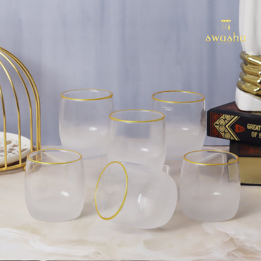 Set of 6 versatile glass tumblers - perfect for refreshing juices, whiskey and water.