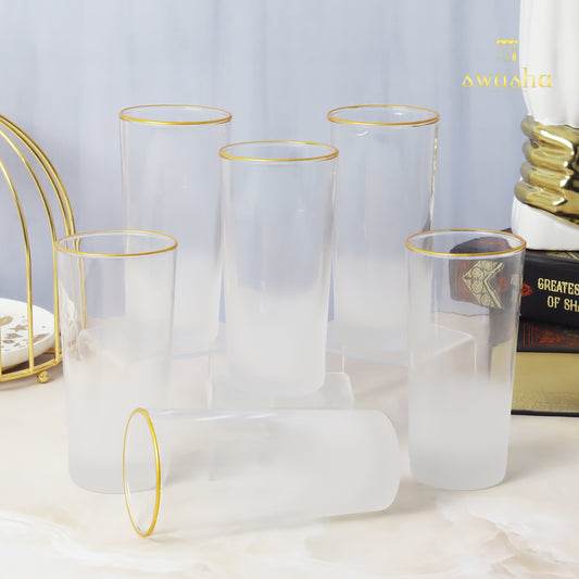 Swasha Set of 6 Juice, Water, Whiskey Frosted Glasses for Refreshing Beverages (300ml)