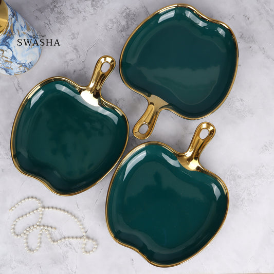 Swasha Apple Single Handle Serving Platter Set of 3