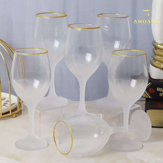 Set of 6 elegant frosted wine glasses - elevate your dining experience with this classic set