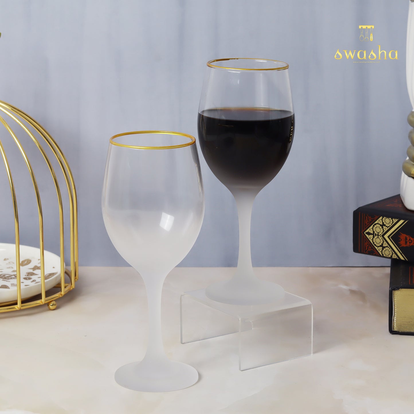 Set of 6 elegant frosted wine glasses - elevate your dining experience with this classic set