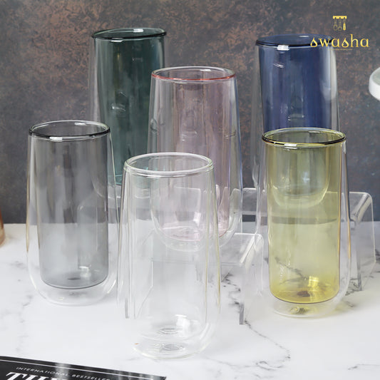 Double-wall glass - modern design for insulating hot or cold beverages