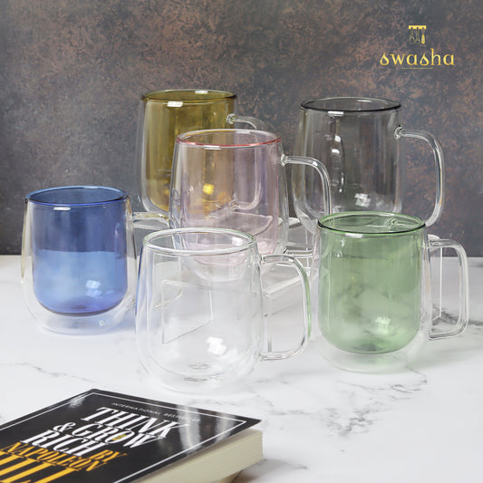 Double-wall glass - modern design for insulating hot or cold beverages