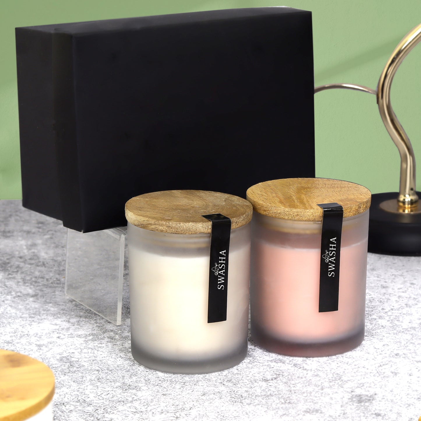 Aromatherapy Scented Candles (Set Of 2) With Wooden Lid