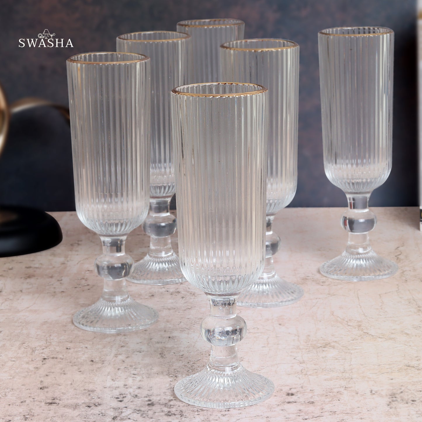 Set of 6 elegant champagne glasses - perfect for celebratory toasts and occasions
