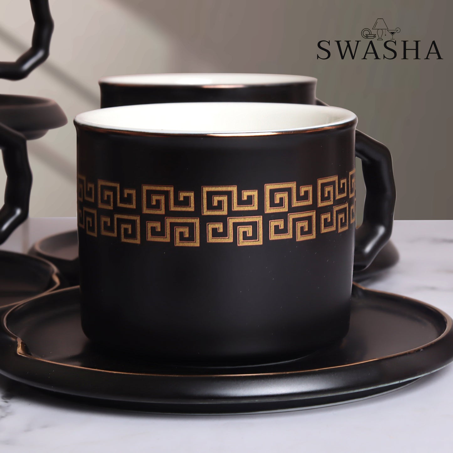 Ceramic Cups and Saucers Set Of 6