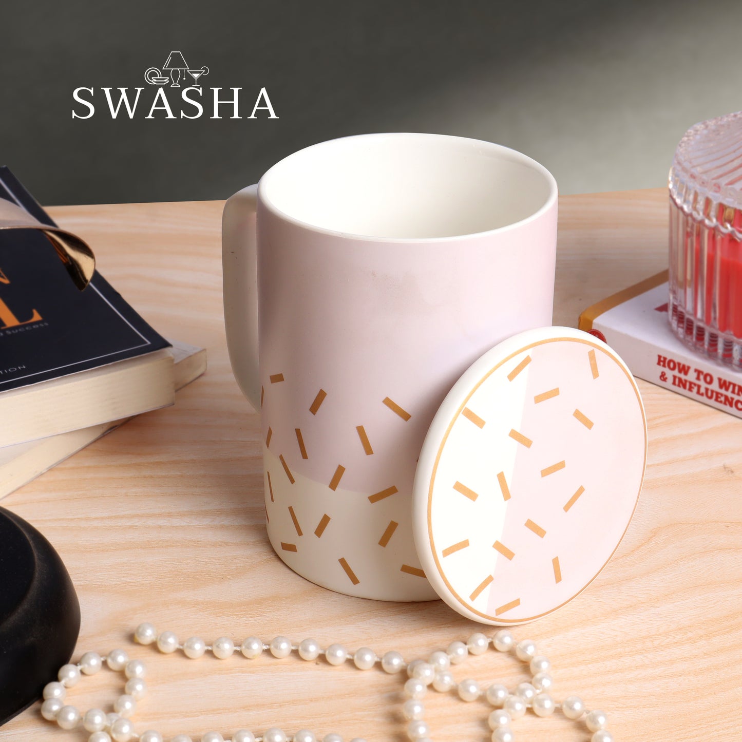 Ceramic Tall Coffee Mug with Lid