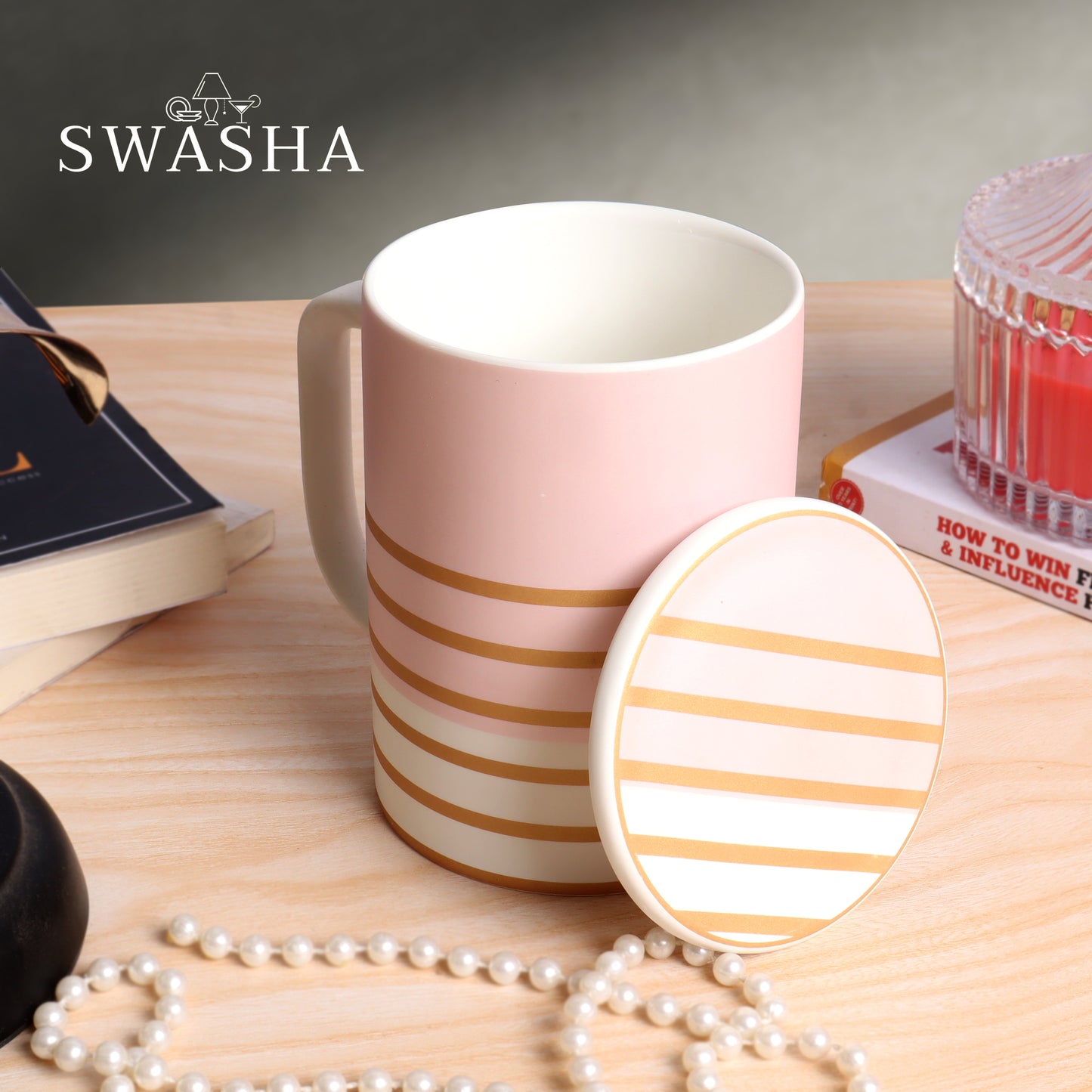 Ceramic Tall Coffee Mug with Lid