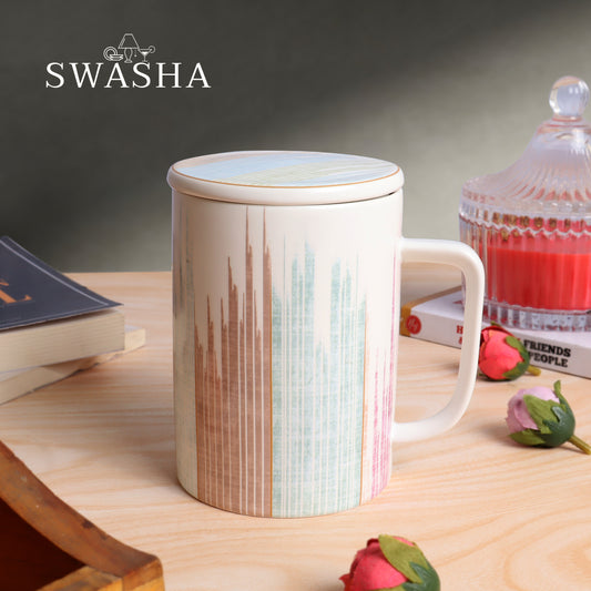 Ceramic Tall Coffee Mug With Lid