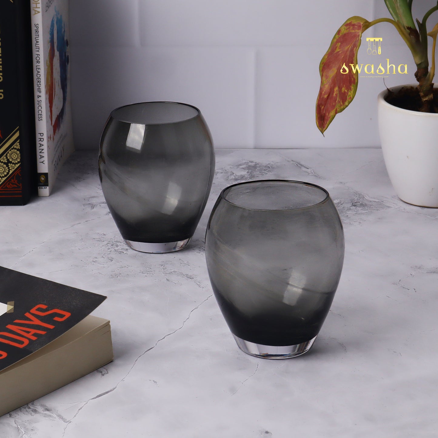 Set of 6 versatile glass tumblers - perfect for refreshing juices and water.