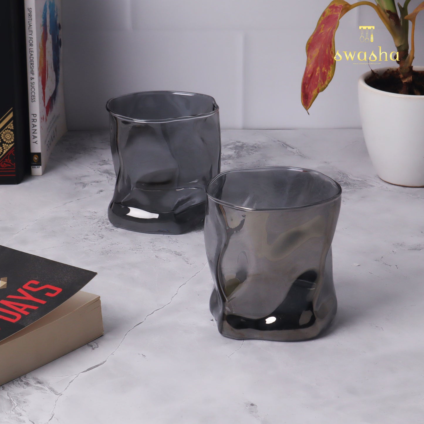 Set of 6 versatile glass tumblers - perfect for refreshing juices and water.