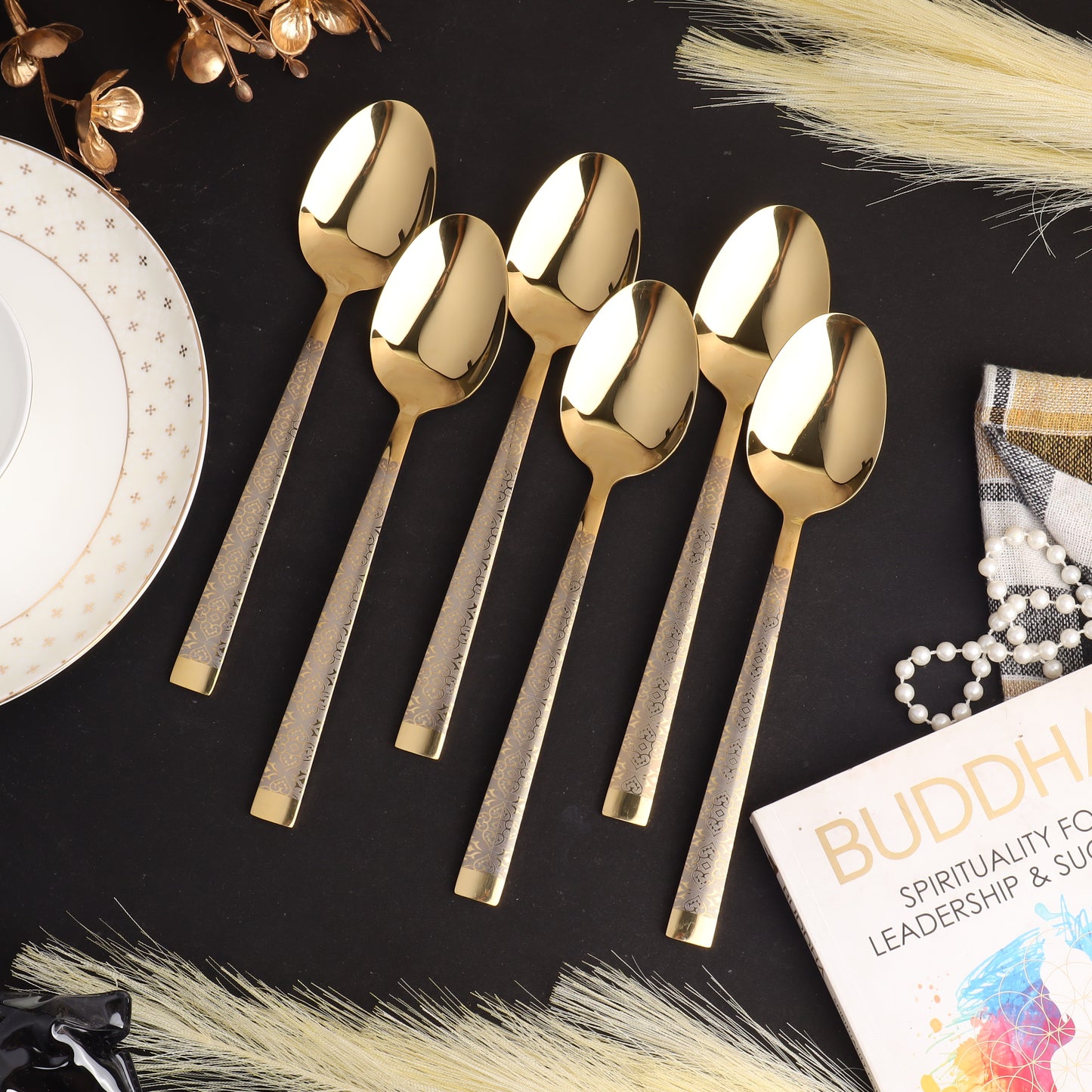 Swasha Luxurious Stainless Steel Golden Cutlery Set | Trendy Dining Essentials