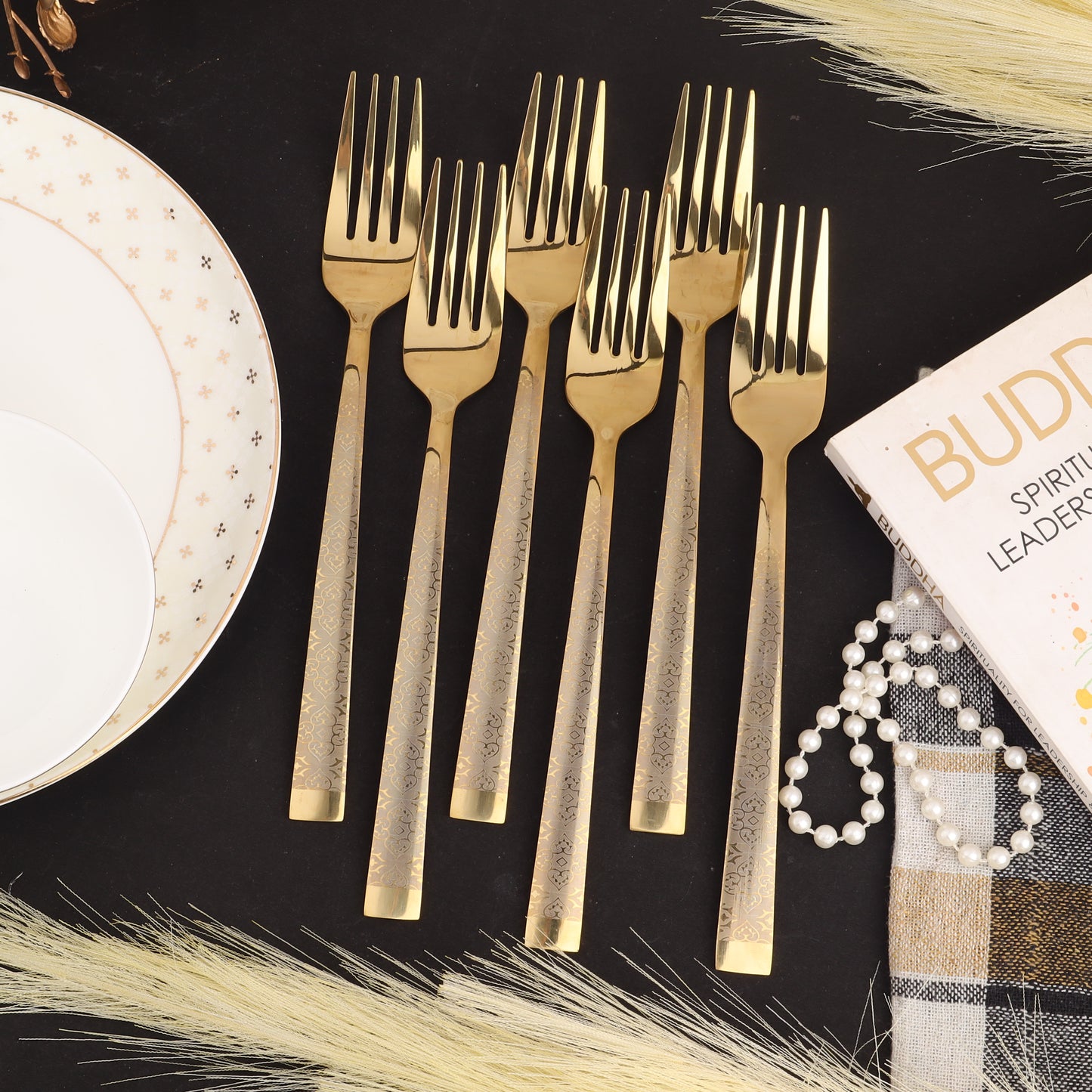 Swasha Luxurious Stainless Steel Golden Cutlery Set | Trendy Dining Essentials