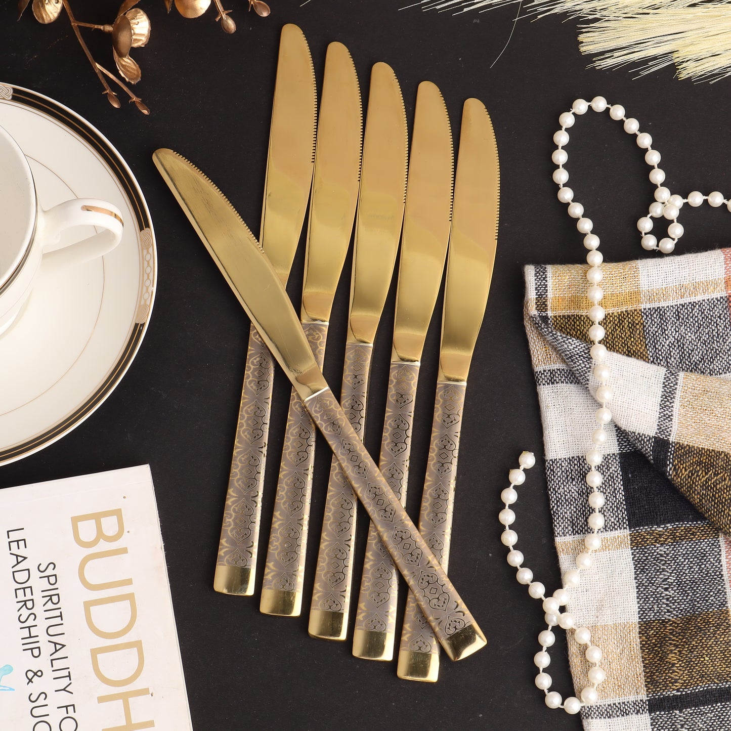 Swasha Luxurious Stainless Steel Golden Cutlery Set | Trendy Dining Essentials