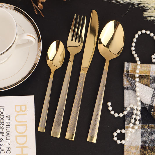 Swasha Luxurious Stainless Steel Golden Cutlery Set | Trendy Dining Essentials
