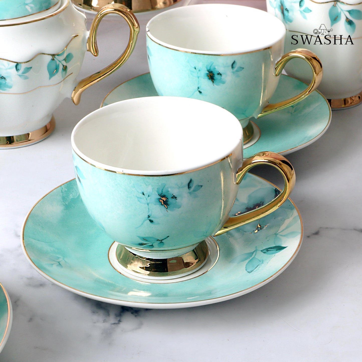 Porcelain 17-Piece Tea Set by Swasha