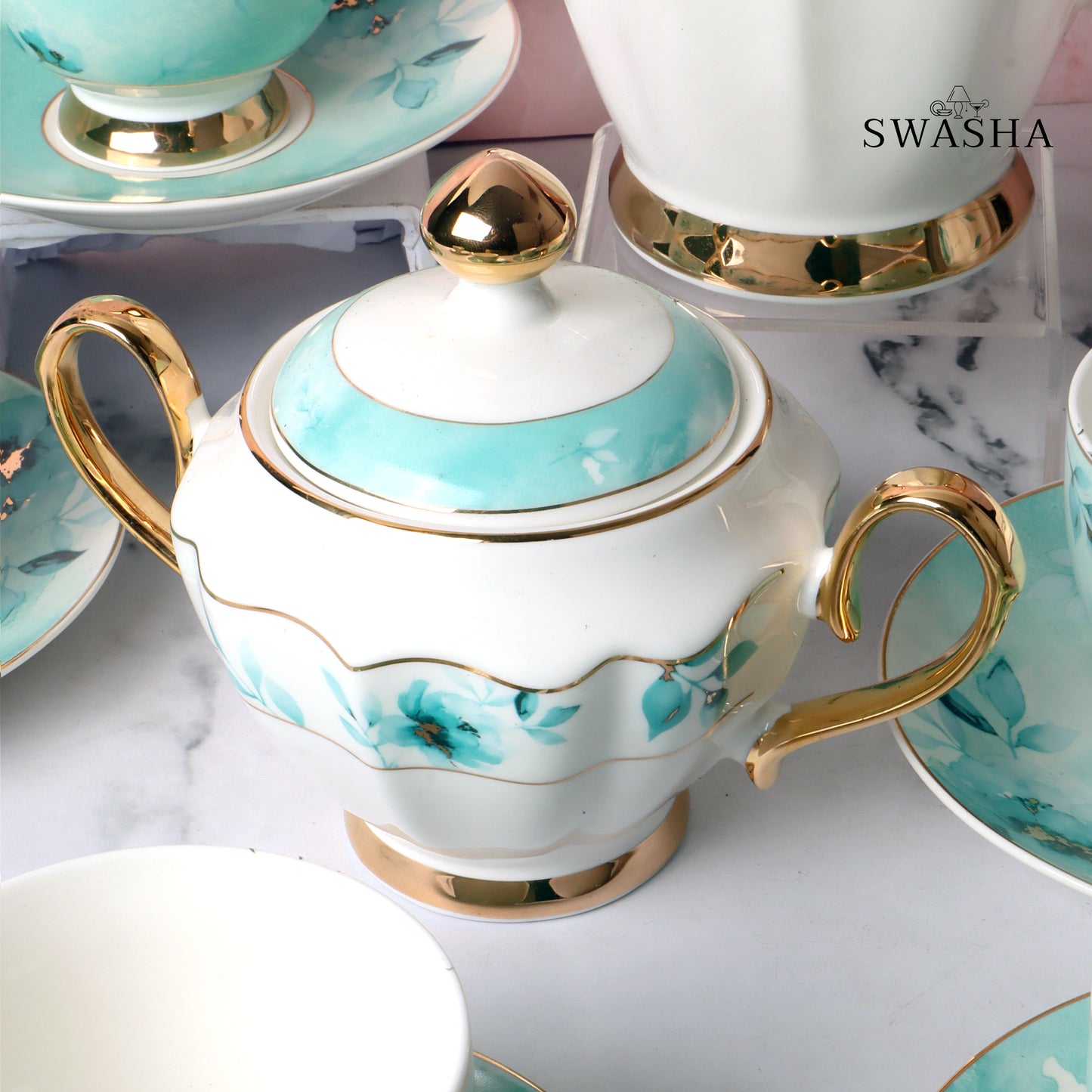 Porcelain 17-Piece Tea Set by Swasha