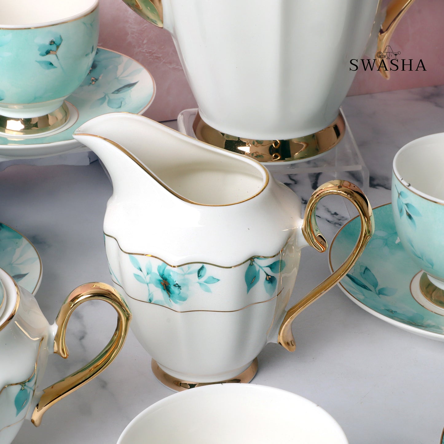 Porcelain 17-Piece Tea Set by Swasha