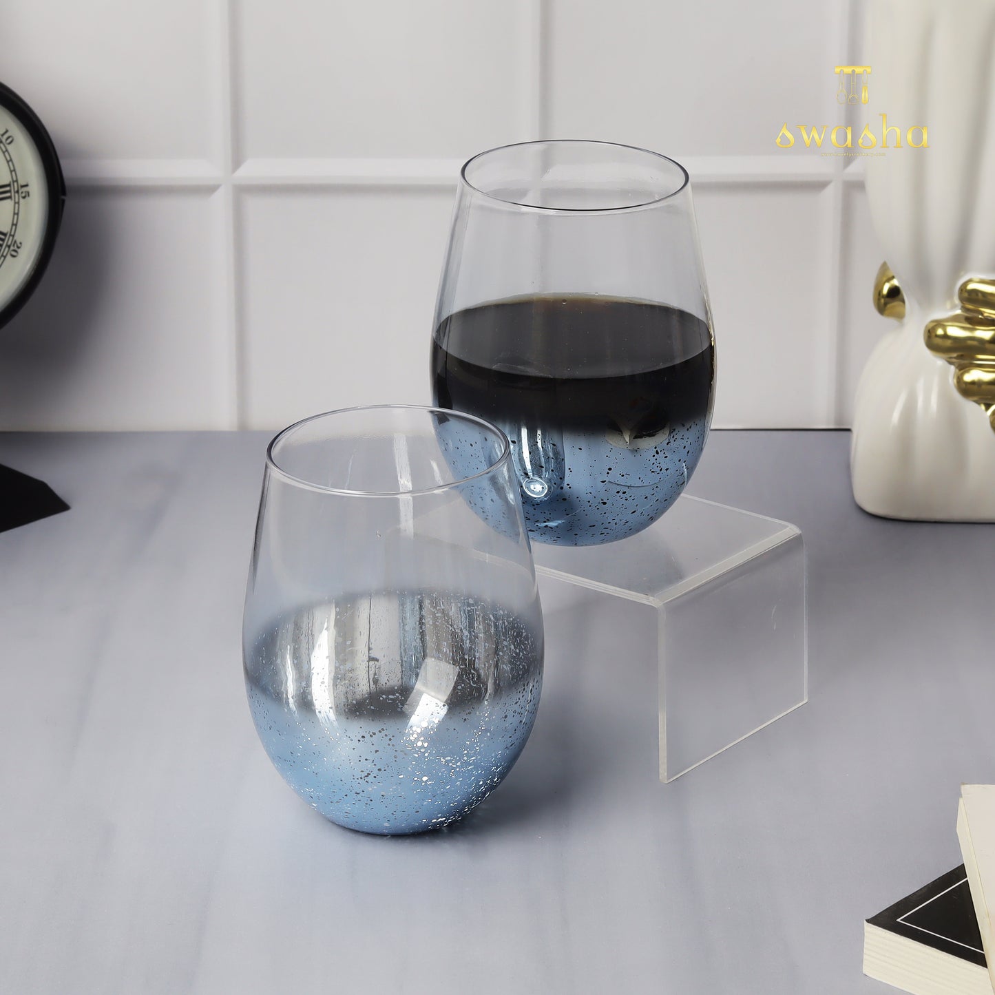 Swasha Home Decor - Set of 6 Stemless Wine Glasses (350 ml)