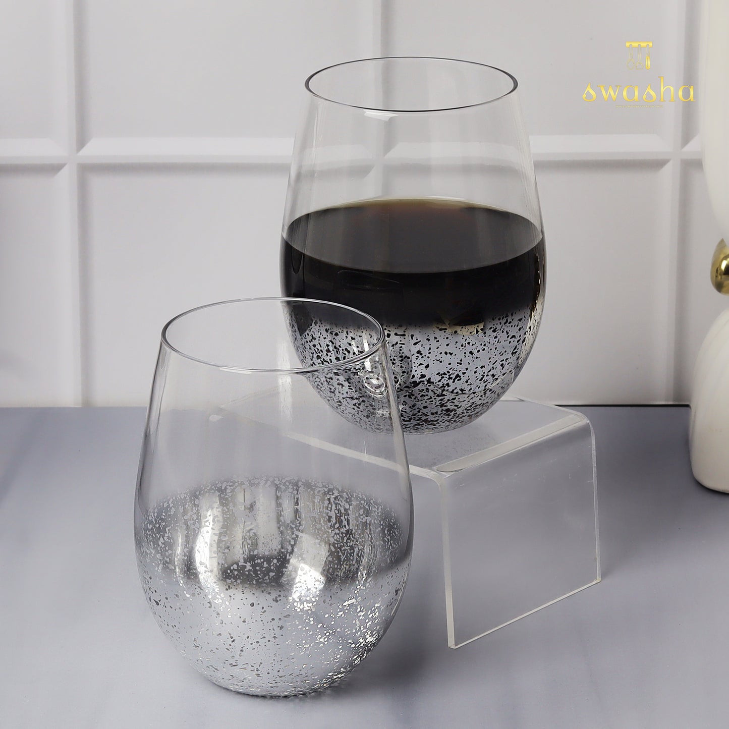 Swasha Home Decor - Set of 6 Stemless Wine Glasses (350 ml)