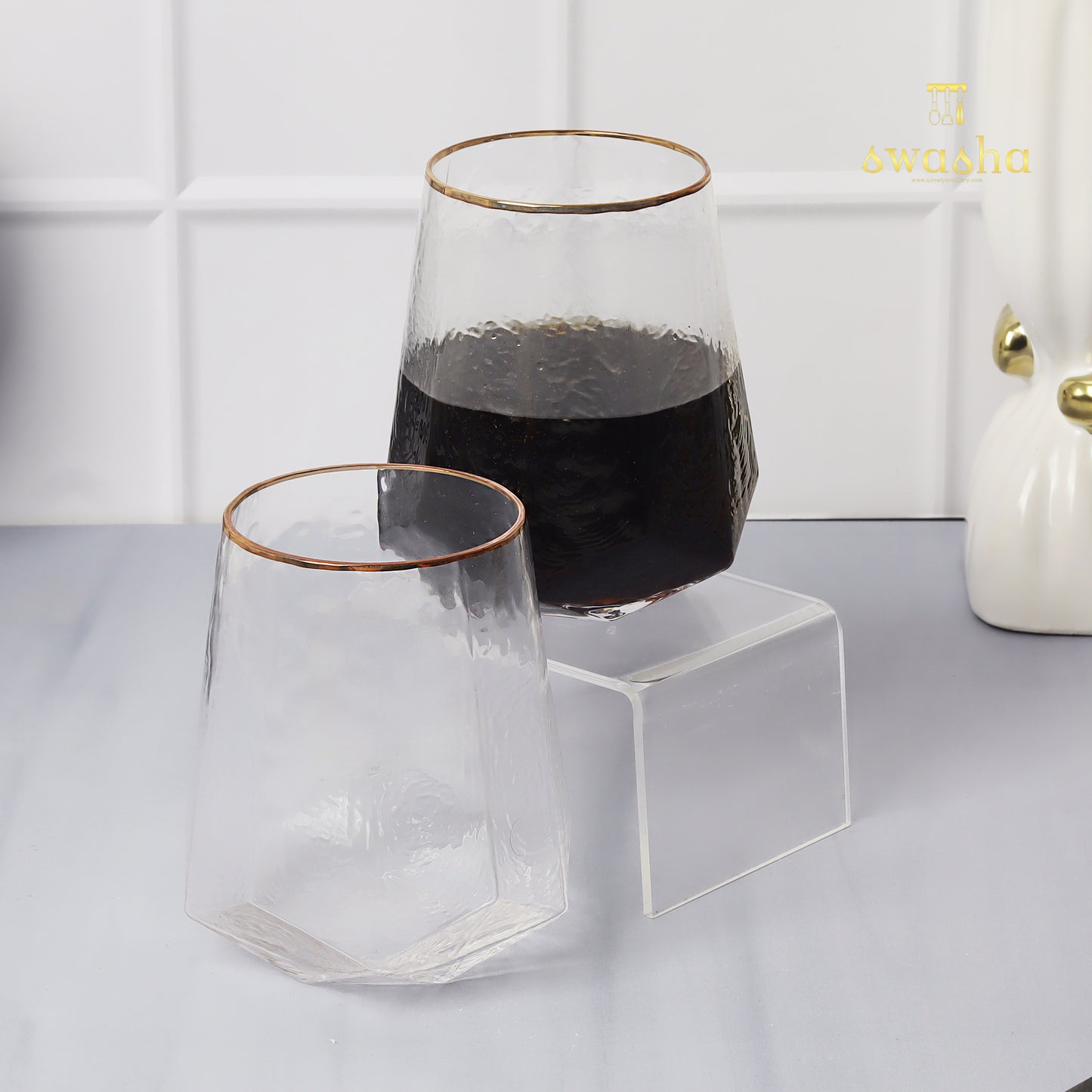 Swasha Home Decor - Set of 6 Stemless Wine Glasses (300 ml)