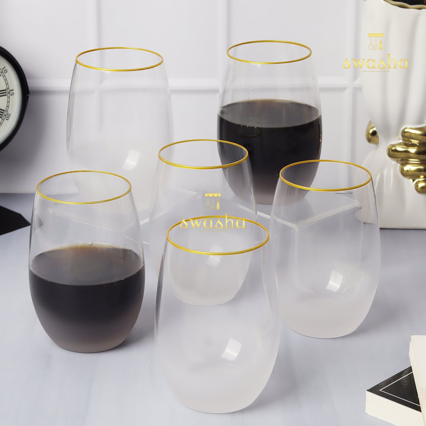 Set of 6 elegant frosted wine glasses - elevate your dining experience with this classic set