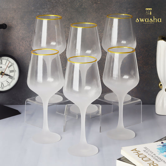 Set of 6 elegant frosted wine glasses - elevate your dining experience with this classic set